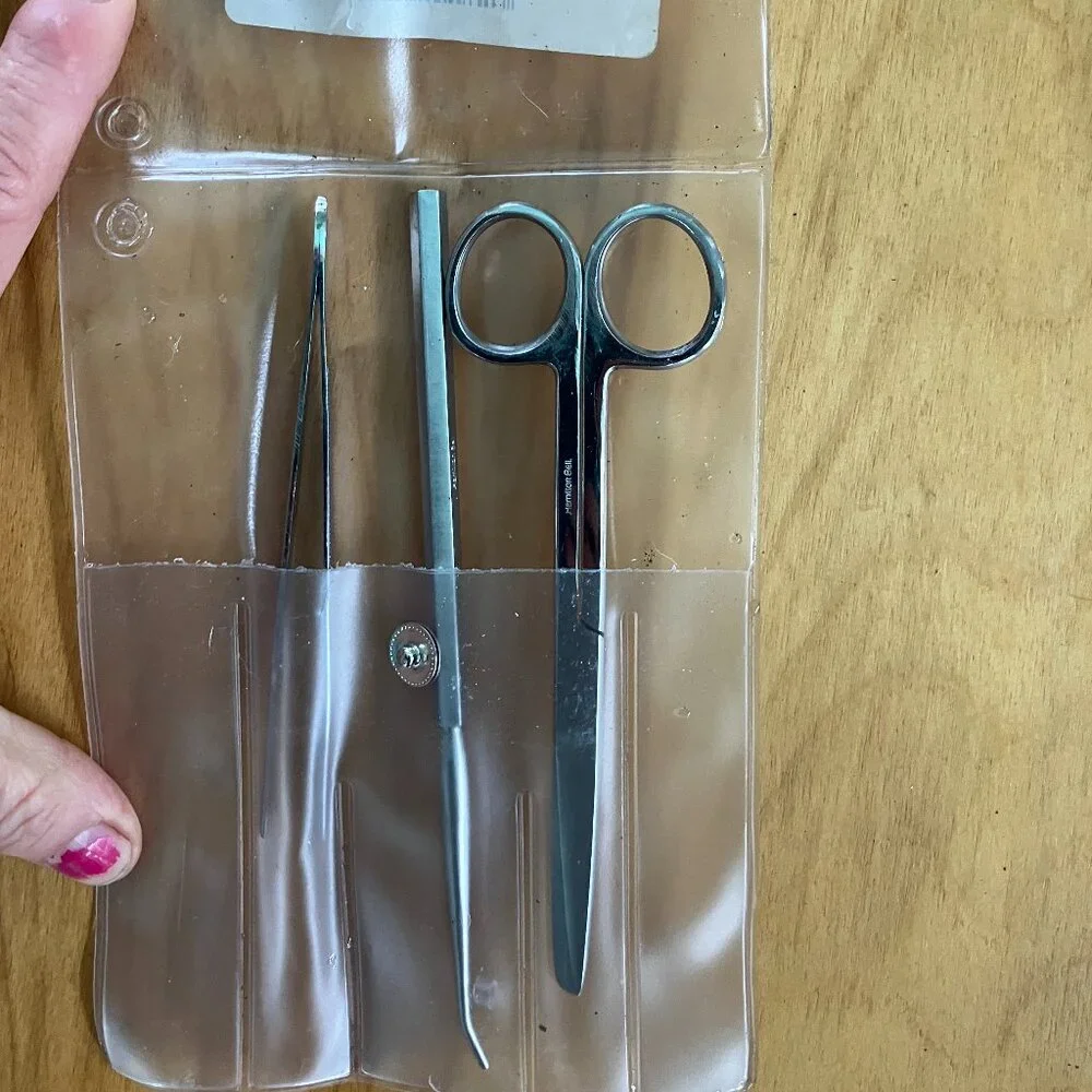 Biology Dissection Kit includes Forceps, Dissecting Probe, Surgical Scissors